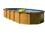 Ovalpool KWAD "Green line Evolution", blau (wood, innenfarbe: blau), B:370cm H:132cm L:610cm, Schwimmbecken, Ovalpool, 6,1x3,7x1,32 wood Folie in blau, sand oder grau erhältlich