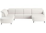 Wohnlandschaft SIT & MORE "Blues U-Form", weiß, B:356cm H:93cm T:249cm, 100% Polyester, Sofas, Wohnlandschaft, inkl. Kopfteilverstellung, wahlweise mit Klapptisch und USB