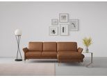 Ecksofa SIT & MORE "Fashion L-Form", braun (cognac), B:253cm H:84cm T:165cm, Sofas, Ecksofa, wahlweise mit Kopfteilverstellung, Vorziehsitz, motorisch, Nickelfüße