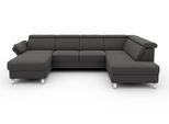 Wohnlandschaft SIT & MORE "Vincenzo U-Form", grau (dunkelgrau), B:317cm H:84cm T:93cm, Sofas, Wohnlandschaft, inklusive Kopfteilverstellung, wahlweise mit Bettfunktion, Bettkasten