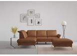 Ecksofa SIT & MORE "Fashion L-Form", braun (cognac), B:250cm H:84cm T:207cm, Sofas, Ecksofa, wahlweise mit Kopfteilverstellung, Vorziehsitz, motorisch, Nickelfüße