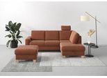 Ecksofa HOME AFFAIRE "Summer L-Form", rosa (kupfer), B:236cm H:91cm T:170cm, 95% Polyester, 5% Polyamid, Sofas, Ecksofa, mit Ottomane, wahlweise mit Bettfunktion und Bettkasten, Cord-Bezug