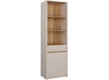 Stauraumregal FORTE "Oak Squere", mauvella eiche, sand, B:60,6cm H:197,4cm T:41,7cm, Holzwerkstoff, Regale, Stauraumregal, Schubkasten mit Vollauszug, Front Lamellenoptik, inklusive Beleuchtung