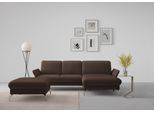 Ecksofa SIT & MORE "Fashion L-Form", braun (dunkelbraun), B:253cm H:84cm T:165cm, Sofas, Ecksofa, wahlweise mit Kopfteilverstellung, Vorziehsitz, motorisch, Nickelfüße
