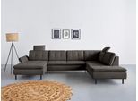 Wohnlandschaft HOME AFFAIRE "Birkholm U-Form", grau, B:347cm H:83cm T:226cm, 98% Polyester 2% Polyamid, Sofas, Wohnlandschaft, Armlehnverstellung, auch in Easy Clean Bezug - mit Wasser zu reinigen