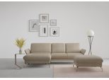 Ecksofa SIT & MORE "Fashion L-Form", beige, B:253cm H:84cm T:165cm, Sofas, Ecksofa, wahlweise mit Kopfteilverstellung, Vorziehsitz, motorisch, Nickelfüße