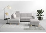 Ecksofa HOME AFFAIRE "Summer L-Form", silber, B:236cm H:91cm T:170cm, 95% Polyester, 5% Polyamid, Sofas, Ecksofa, mit Ottomane, wahlweise mit Bettfunktion und Bettkasten, Cord-Bezug