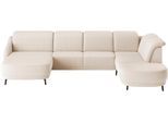Wohnlandschaft SIT & MORE "Blues U-Form", beige, B:356cm H:93cm T:249cm, 100% Polyester, Sofas, Wohnlandschaft, inkl. Kopfteilverstellung, wahlweise mit Klapptisch und USB