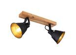 Globo , Braun, Schwarz, Goldfarben , Holz, Metall , 38x24 cm , CE , verstellbare Spotlights ,