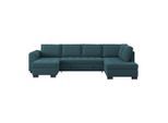Luca Bessoni , Blau , Textil , Uni , U-Form , 305x178 cm , Made in Europe , seitenverkehrt erhältlich , Wohnzimmer, Sofas & Couches, Wohnlandschaften, Wohnlandschaften U-Form