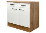 FlexWell , Eichefarben, Magnolie , Holzwerkstoff , 1 Fächer , 2 Schublade(n) Schubladen , einzeln stellbar , 80x85x57 cm , Made in Germany , individuell planbar , Küche, Küchenblöcke, Küchenschränke, Küchenunterschränke