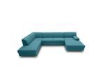 Mid.you , Petrol , Textil , Uni , Ottomane links, U-Form , 308x194 cm , Made in EU , Rücken echt, Armteil links, Armteil rechts ,