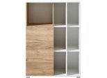 Germania , Weiß, Eichefarben , Holzwerkstoff , 6 Fächer , 85x120x40 cm , Handmade in Germany , griffloses Öffnen , Büromöbel, Aktenschränke & Aktenregale, Aktenschränke