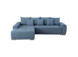 Mid.you , Blau , Textil , Füllung: Schaumstoff,Schaumstoff , Ottomane links, L-Form , 280x204 cm , Liegefunktion ,
