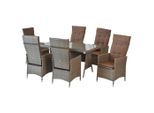 Gardenson , Grau, Beige , Metall, Kunststoff, Textil , Uni , 180x147x183 cm , Tisch mit Glasplatte, Rückenlehne mehrfach verstellbar , Gartenmöbel, Gartenmöbel-Sets, Gartengarnituren