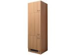 FlexWell , Buchefarben , Holzwerkstoff , 3 Fächer , 60x200x57 cm , Made in Germany , individuell planbar , Küche, Küchenblöcke, Küchenschränke, Küchenumbauschränke