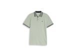 TOM TAILOR Herren Piqué Poloshirt mit Logo-Print, grün, Uni, Gr. M