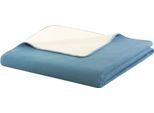 Wohndecke BIEDERLACK "Doubleface", blau (hellblau, ecru), B:150cm L:200cm, Baumwolle, Polyacryl, Polyester, Wohndecken, Wohndecke, mit geketteltem Zierstich