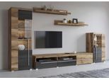 Wohnwand OTTO HOME "Roger,Breite 270 cm moderne Mediawand ohne Beleuchtung", braun (satin nussbaumfarben, schwarzwood), B:270cm, ABS-Kunststoff, Glas, Holzwerkstoff, Metall, Kastenmöbel-Sets, Wohnwand, Anbuwand (Set,5-St) viel Stauraum, Vitrinen mit Glastür, Topseller