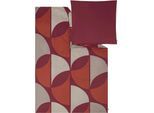 Bettwäsche S.OLIVER "Satinbettwäsche s.Oliver", rot (rot, beige), B/L: 135cm x 200cm, 1 Stk., 1 Stk., Mako-Satin, B/L: 80cm x 80cm, 2 Stk., Mako-Satin, Obermaterial: 100% Baumwolle, Bettwäsche, Bettwäsche, Im Retro Design