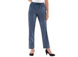 Jerseyhose CLASSIC BASICS, Damen, Gr. 24, Kurzgrößen, blau (marine, millefleurs), 100% Polyester, gemustert, lang, Hosen Jerseyhose