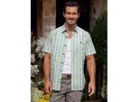Kurzarmhemd LERROS "Gestreiftes Kurzarmhemd aus Baumwollmix", Herren, Gr. 3XL, Normalgrößen, mint water, 76% Baumwolle, 24% Polyester, Hemden