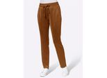 Schlupfhose CLASSIC BASICS, Damen, Gr. 24, Kurzgrößen, braun (cognac), 95% Polyester, 5% Elasthan, unifarben, lang, Hosen Schlupfhose