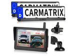 CARMATRIX Solar Rückfahrsystem HD Rückfahrkamera im Nummernschild mit Einparksensoren für Front und Heck