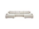 Carryhome Wohnlandschaft, Natur, Kunststoff, 4-Sitzer, Füllung: Schaumstoff, U-Form, 376x180 cm, Liegefunktion, Schlafen auf Sitzhöhe, Rücken echt, Wohnzimmer, Sofas & Couches, Wohnlandschaften, Wohnlandschaften in U-Form