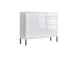 Mid.you Kommode Mailand Typ 10 + MF, Weiß, Weiß Hochglanz, Metall, 1 Fächer, 2 Schublade(n) Schubladen, 105.5x86x33 cm, stehend, erweiterbar, Wohnzimmer, Kommoden & Sideboards, Kommoden