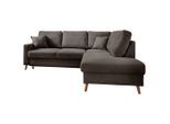 P & B , Braun , Textil , Buche , massiv , Struktur , Füllung: Schaumstoff,Schaumstoff , Ottomane rechts, L-Form , 230x200 cm , Made in EU , Liegefunktion, Schlafen auf Sitzhöhe ,