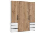 Mid.you , Weiß, Eichefarben , Holzwerkstoff , 4 Fächer , 6 Schublade(n) Schubladen , 200x236x58 cm , BQ - Bündnis für Qualität, Made in Germany, DIN EN ISO 9001 , umfangreiches Zubehör erhältlich, in verschiedenen Größen erhältlich, in verschiedenen Holzdekoren erhältlich ,