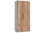 Mid.you , Weiß, Plankeneiche , Holzwerkstoff , 1 Fächer , 100x216x58 cm , BQ - Bündnis für Qualität, Made in Germany, DIN EN ISO 9001 , umfangreiches Zubehör erhältlich, in verschiedenen Größen erhältlich, in verschiedenen Holzdekoren erhältlich , Schlafzimmer, Kleiderschränke, Drehtürenschränke