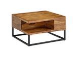Mid.you , Sheeshamfarben , Metall , Sheesham , massiv , quadratisch , 60x34.5x60 cm , Stauraum, offenes Fach , Wohnzimmer, Wohnzimmertische, Couchtische, Couchtische Holz