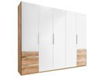 Mid.you , Eichefarben, Weiß , Holzwerkstoff , 3 Fächer , 6 Schublade(n) Schubladen , 250x216x58 cm , BQ - Bündnis für Qualität, Made in Germany, DIN EN ISO 9001 , Schlafzimmer, Kleiderschränke, Drehtürenschränke