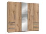 Mid.you , Silberfarben, Eichefarben , Glas, Holzwerkstoff , 3 Fächer , 6 Schublade(n) Schubladen , 250x216x58 cm , BQ - Bündnis für Qualität, Made in Germany, DIN EN ISO 9001 , Typenauswahl, Beimöbel erhältlich, umfangreiches Zubehör erhältlich, in verschiedenen Größen erhältlich, in verschiedenen Holzdekoren erhältlich, Schrankfront mit Spiegel ,