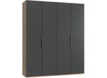 Mid.you , Graphitfarben, Eichefarben , Holzwerkstoff , 4 Fächer , 200x236x58 cm , BQ - Bündnis für Qualität, Made in Germany, DIN EN ISO 9001 , umfangreiches Zubehör erhältlich, in verschiedenen Größen erhältlich, in verschiedenen Holzdekoren erhältlich ,