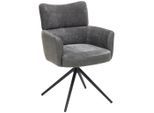 Mid.you , Grau, Schwarz , Metall, Textil , 58x84x64 cm , Sitzfläche 360° drehbar, inklusive Armlehnen , Esszimmer, Esszimmerstühle, Polsterstühle