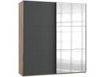Mid.you , Graphitfarben, Eichefarben , Holzwerkstoff , 2 Fächer , 200x216x65 cm , BQ - Bündnis für Qualität, Made in Germany, DIN EN ISO 9001 , umfangreiches Zubehör erhältlich, in verschiedenen Größen erhältlich, in verschiedenen Holzdekoren erhältlich ,