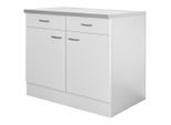 FlexWell , Weiß , Holzwerkstoff , 1 Fächer , 2 Schublade(n) Schubladen , einzeln stellbar , 100x85x60 cm , Made in Germany , individuell planbar , Küche, Küchenblöcke, Küchenschränke, Küchenunterschränke