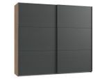 Mid.you , Graphitfarben, Eichefarben , Holzwerkstoff , 2 Fächer , 200x216x65 cm , BQ - Bündnis für Qualität, Made in Germany, DIN EN ISO 9001 , umfangreiches Zubehör erhältlich, in verschiedenen Größen erhältlich, in verschiedenen Holzdekoren erhältlich , Schlafzimmer, Kleiderschränke, Schwebetürenschränke