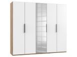 Mid.you , Weiß, Eichefarben , Holzwerkstoff , 3 Fächer , 250x216x58 cm , BQ - Bündnis für Qualität, Made in Germany, DIN EN ISO 9001 , umfangreiches Zubehör erhältlich, in verschiedenen Größen erhältlich, in verschiedenen Holzdekoren erhältlich, Schrankfront mit Spiegel ,