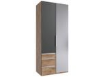 Mid.you , Graphitfarben, Plankeneiche , Glas, Holzwerkstoff , 2 Fächer , 3 Schublade(n) Schubladen , 100x236x58 cm , BQ - Bündnis für Qualität, Made in Germany, DIN EN ISO 9001 , Typenauswahl, umfangreiches Zubehör erhältlich, in verschiedenen Größen erhältlich, in verschiedenen Holzdekoren erhältlich , Schlafzimmer, Kleiderschränke, Drehtürenschränke