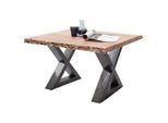 Möbelix , Akaziefarben, Nickelfarben , Holz, Metall , Akazie , massiv , rechteckig , 75x45x75 cm , Wohnzimmer, Wohnzimmertische, Couchtische, Couchtische Metall