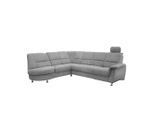 Livetastic , Silberfarben , Textil , Uni , Ottomane links, L-Form , 275x236 cm , Made in EU , Relaxfunktion, seitenverkehrt erhältlich, Rücken echt, USB-Anschluss, Herz-Waage-Funktion, USB-C-Anschluss ,