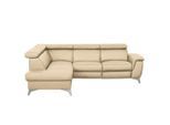 Livetastic , Beige , Textil, Leder , Echtleder , Rindleder , L-Form, Ottomane links , 257x197 cm , Made in EU , Bettkasten erhältlich, Lederauswahl, Rücken echt, motorische Relaxfunktion , Wohnzimmer, Sofas & Couches, Wohnlandschaften, Ecksofas
