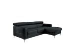 Livetastic , Schwarz , Textil , Ottomane rechts, L-Form , 226x169 cm , Made in EU , Rücken echt, Armteil links, Armteil rechts ,
