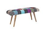 Mid.you , Mehrfarbig , Textil , Mangoholz , massiv , 117x51x38 cm , Esszimmer, Bänke, Polsterbänke