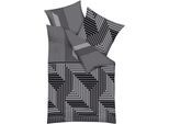 Bettwäsche KAEPPEL "Escape", schwarz, B/L: 155cm x 220cm, 1 Stk., 1 Stk., Mako-Satin, B/L: 80cm x 80cm, 2 Stk., Mako-Satin, Obermaterial: 100% Baumwolle, Bettwäsche, Bettwäsche