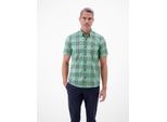Karohemd LERROS "Herren 1/2 Hemd kariert in Strukturqualität", Herren, Gr. L, Normalgrößen, mint water, 76% Baumwolle, 24% Polyester, Hemden Karohemd